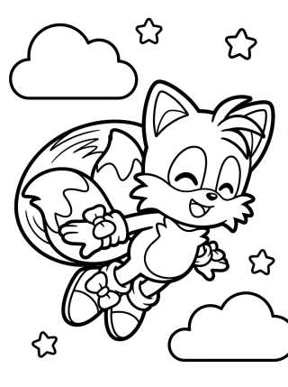 Tails Voando com Suas Caudas para colorir Desenho de Tails Voando com Suas Caudas para colorir e imprimir grátis