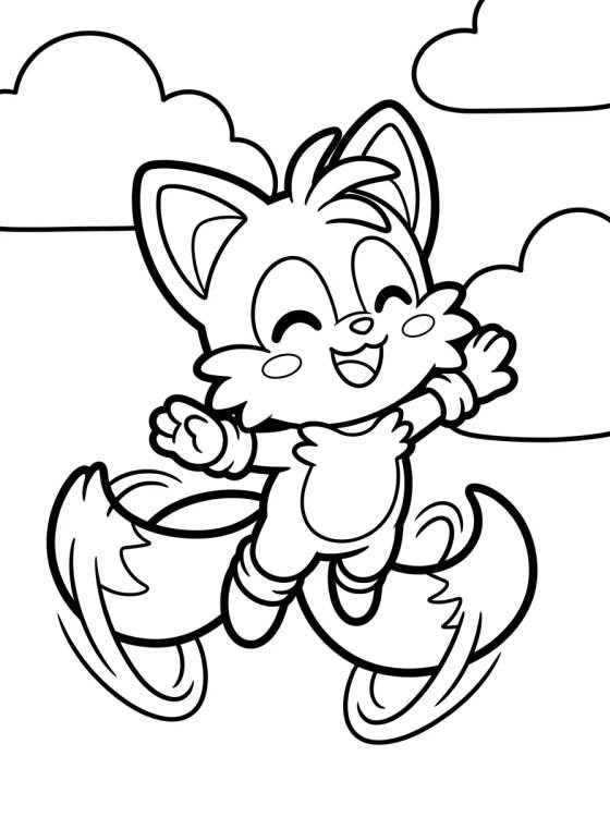 Tails Voando Feliz para colorir Desenho de Tails Voando Feliz para colorir e imprimir grátis