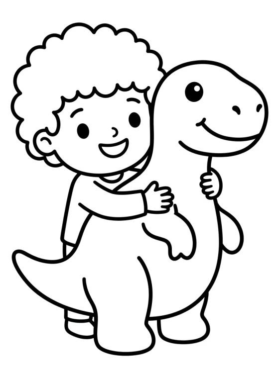 Desenho de Tito Abraçando seu Dinossauro de Brinquedo para colorir e imprimir grátis