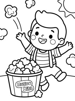 Desenho de Tito Brincando com Pipoca para colorir e imprimir grátis