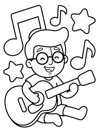 Tito Brincando de Tocar Violão para colorir Desenho de Tito Brincando de Tocar Violão para colorir e imprimir grátis