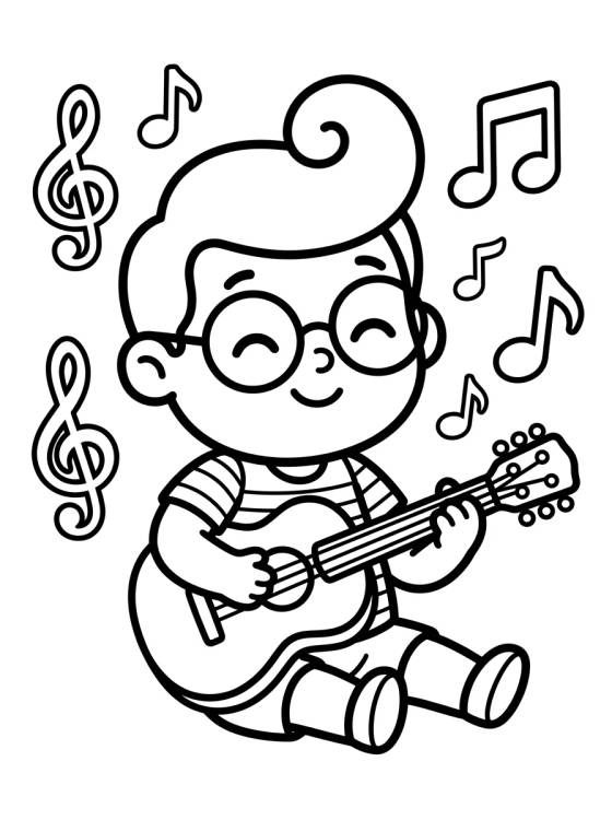 Desenho de Tito Tocando Violão para colorir e imprimir grátis