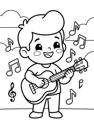 Desenho de Tito Tocando Violão para colorir e imprimir grátis