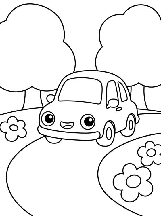 Desenho de Carrinho Amigo na Estrada para colorir e imprimir grátis