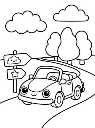 Desenho de Carrinho de Viagem na Estrada para colorir e imprimir grátis
