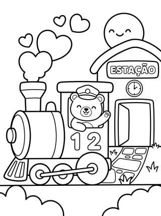 Estação de Trem Alegre para colorir Desenho de Estação de Trem Alegre para colorir e imprimir grátis