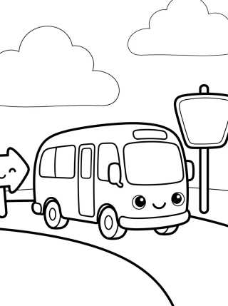 Desenho de Ônibus de Viagem Divertido para colorir e imprimir grátis