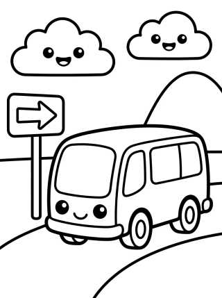 Ônibus de Viagem na Estrada para colorir Desenho de Ônibus de Viagem na Estrada para colorir e imprimir grátis