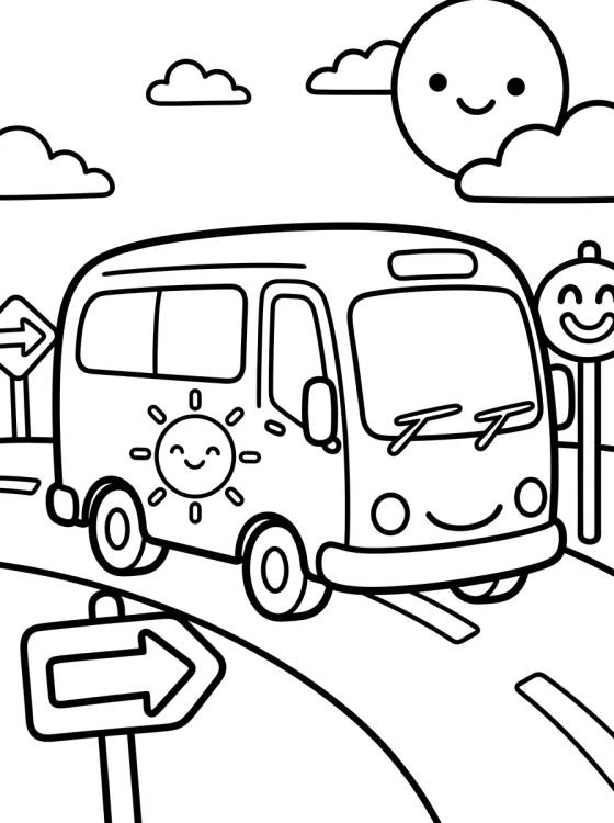 Ônibus de Viagem na Rodovia para colorir Desenho de Ônibus de Viagem na Rodovia para colorir e imprimir grátis