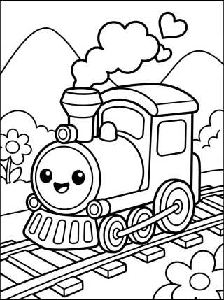 Trenzinho Sorridente nos Trilhos para colorir Desenho de Trenzinho Sorridente nos Trilhos para colorir e imprimir grátis