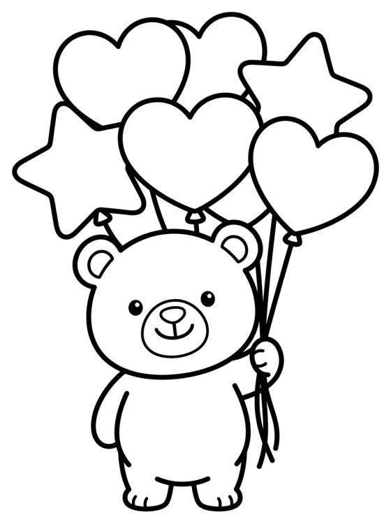 Ursinho Bobbie com Balões para colorir Desenho de Ursinho Bobbie com Balões para colorir e imprimir grátis