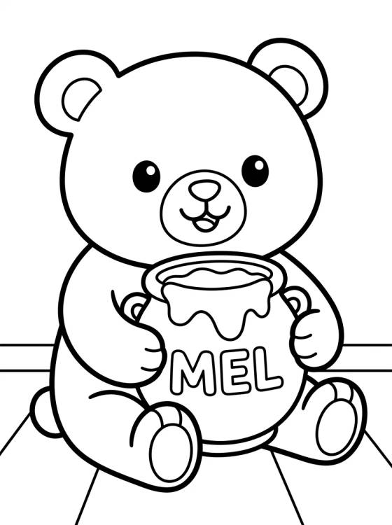 Ursinho Bobbie Comendo Mel para colorir Desenho de Ursinho Bobbie Comendo Mel para colorir e imprimir grátis