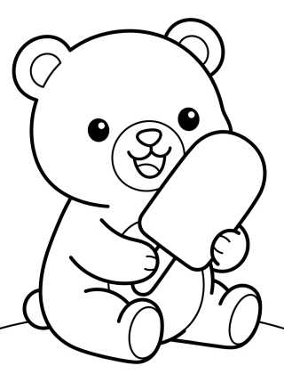 Ursinho Bobbie Comendo Picolé para colorir Desenho de Ursinho Bobbie Comendo Picolé para colorir e imprimir grátis