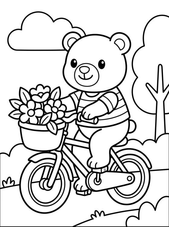 Desenho de Ursinho Bobbie de Bicicleta para colorir e imprimir grátis