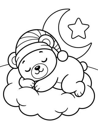 Ursinho Bobbie Dormindo na Nuvem para colorir Desenho de Ursinho Bobbie Dormindo na Nuvem para colorir e imprimir grátis