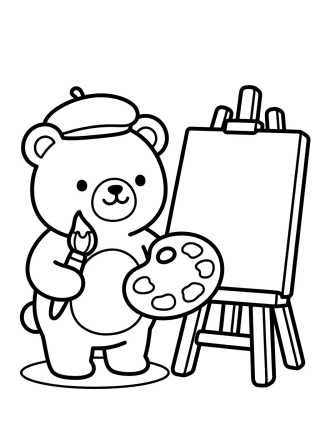 Ursinho Bobbie Pintor de Quadros para colorir Desenho de Ursinho Bobbie Pintor de Quadros para colorir e imprimir grátis