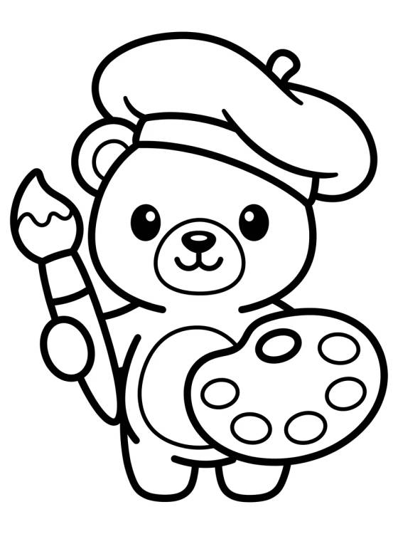 Desenho de Ursinho Bobbie Pintor para colorir e imprimir grátis