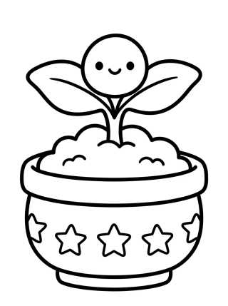 Brotinho Nascendo no Vaso para colorir Desenho de Brotinho Nascendo no Vaso para colorir e imprimir grátis