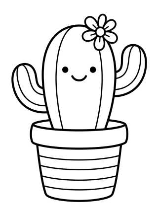 Cacto Feliz com Florzinha para colorir Desenho de Cacto Feliz com Florzinha para colorir e imprimir grátis