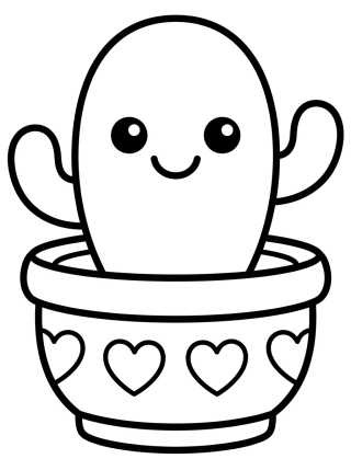 Cacto Sorridente no Vaso para colorir Desenho de Cacto Sorridente no Vaso para colorir e imprimir grátis