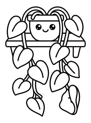 Planta Pendente na Prateleira para colorir Desenho de Planta Pendente na Prateleira para colorir e imprimir grátis