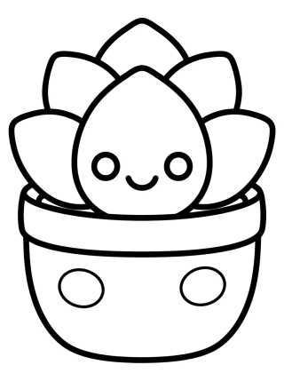 Suculenta Fofa no Vasinho para colorir Desenho de Suculenta Fofa no Vasinho para colorir e imprimir grátis