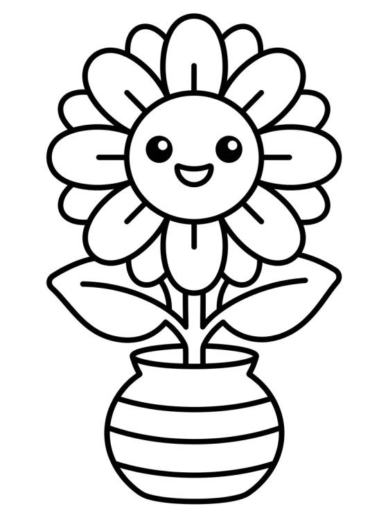 Desenho de Vaso com Girassol Radiante para colorir e imprimir grátis
