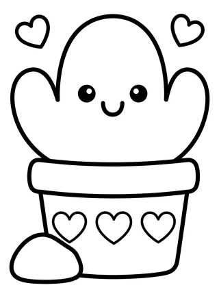 Vaso de Cacto Sorridente Kawaii para colorir Desenho de Vaso de Cacto Sorridente Kawaii para colorir e imprimir grátis