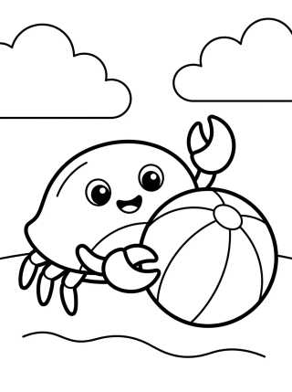 Desenho de Caranguejinho Divertido na Praia para colorir e imprimir grátis