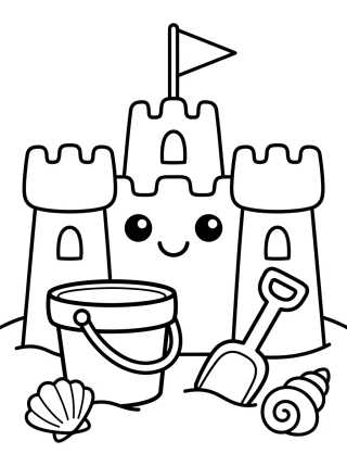Castelo de Areia na Praia para colorir Desenho de Castelo de Areia na Praia para colorir e imprimir grátis