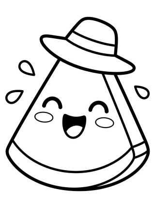 Desenho de Melancia Fofinha Refrescante para colorir e imprimir grátis