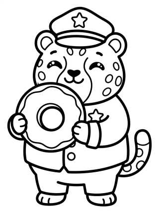 Desenho de Policial Garraffa com Rosquinha para colorir e imprimir grátis